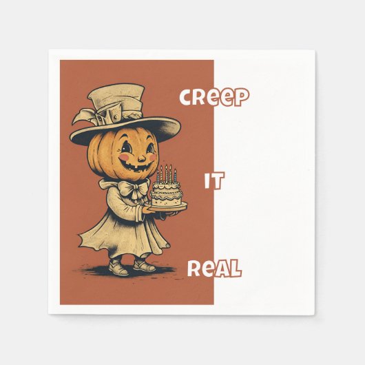 Kürbislaterne in Orange Serviette (Vorderseite)