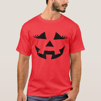Kürbislaterne konfrontiert Pumpkin Eyelashes Hallo T-Shirt