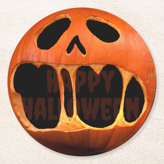Kürbislaterne Kürbis Halloween-Party Runder Pappuntersetzer (Vorderseite)
