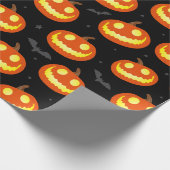 Kürbislaterne lächelt Pumpkins und Fledermäuse Hal Geschenkpapier (Ecke)