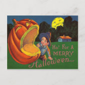 Kürbislaterne Mann im Mondjungen Postkarte (Vorderseite)