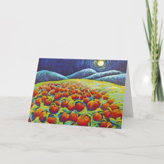 KÜRBISLATERNE MOON AUTUMN CARD FEIERTAGSKARTE (Vorderseite)