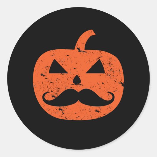Kürbislaterne Mustache Pumpkin Funny Halloween Runder Aufkleber (Vorderseite)