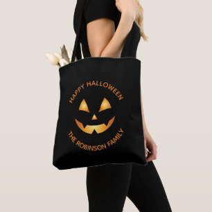 Kürbislaterne Orange Black Halloween Familiennamen Tasche