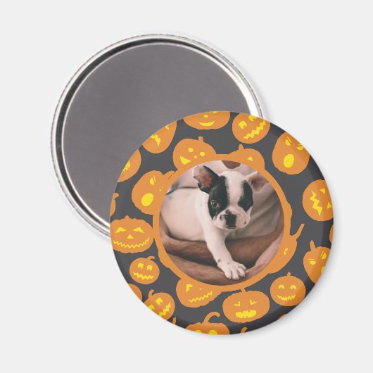 Kürbislaterne Pattern Pumpkins mit Pet-Foto Magnet (Vorderseite/Rückseite)