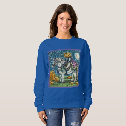 KÜRBISLATERNE PRINCE AUF SEINEM MAGIC UNICORN PONY SWEATSHIRT (Vorne ganz)