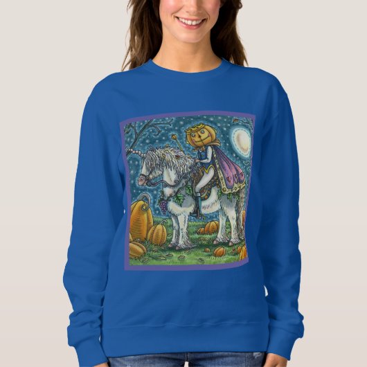 KÜRBISLATERNE PRINCE AUF SEINEM MAGIC UNICORN PONY SWEATSHIRT (Vorderseite)