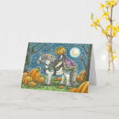 KÜRBISLATERNE PRINCE AUF SEINER MAGIC UNICORD-Leer Karte (Gelbe Blume)