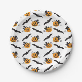 Kürbislaterne Pumpkin Bat Halloween Black Orange Pappteller