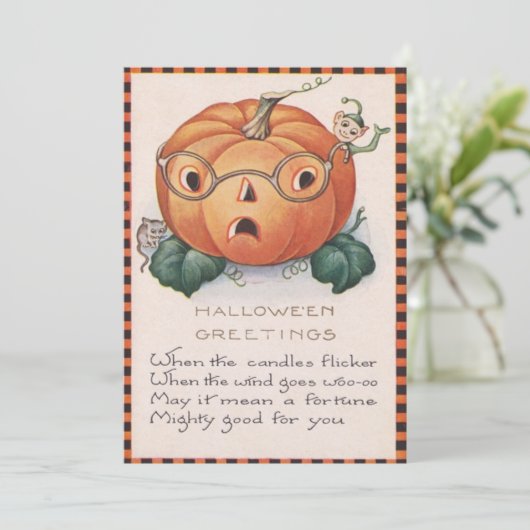 Kürbislaterne Pumpkin Elf Mouse Gedicht (Stehend Vorderseite)