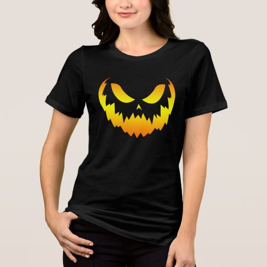Kürbislaterne Pumpkin Face Gradient Tri-Blend Shirt (Vorderseite)
