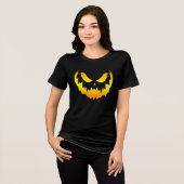 Kürbislaterne Pumpkin Face Gradient Tri-Blend Shirt (Vorderseite voll)