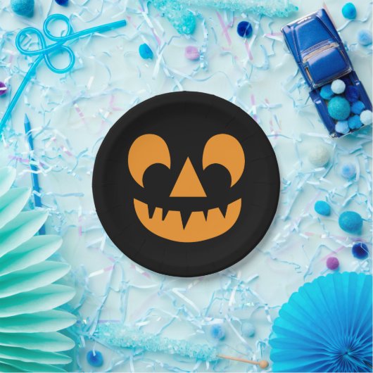 Kürbislaterne Pumpkin Face Pappteller (Party)