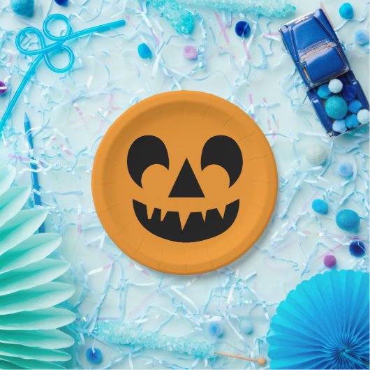 Kürbislaterne Pumpkin Face Pappteller (Party)