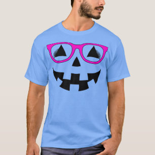 Kürbislaterne Pumpkin Face Pink Glasses Lashes Ha T-Shirt