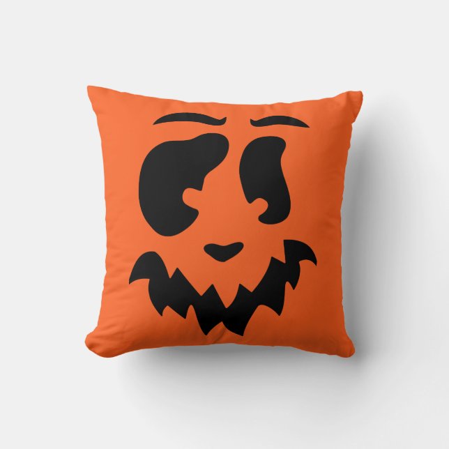 Kürbislaterne Pumpkin Face Throw Kissen (Vorderseite)