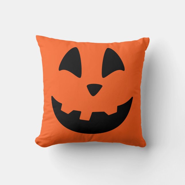 Kürbislaterne Pumpkin Face Throw Kissen (Vorderseite)