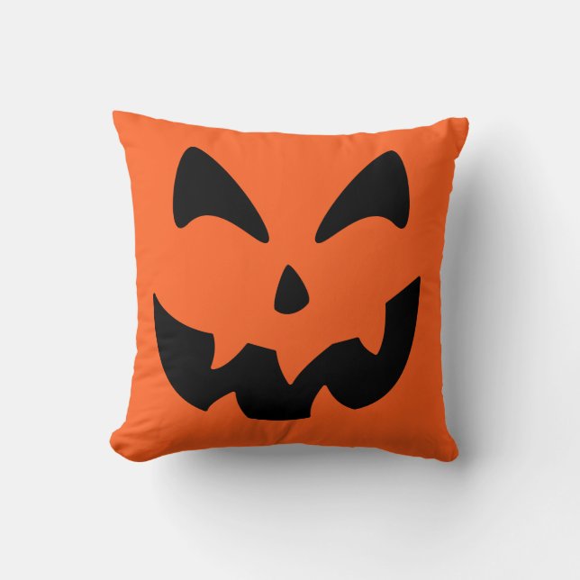 Kürbislaterne Pumpkin Face Throw Kissen (Vorderseite)