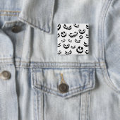 Kürbislaterne Pumpkin Gesicht Schwarz-Weiß Button (Beispiel)