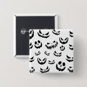Kürbislaterne Pumpkin Gesicht Schwarz-Weiß Button (Vorne & Hinten)