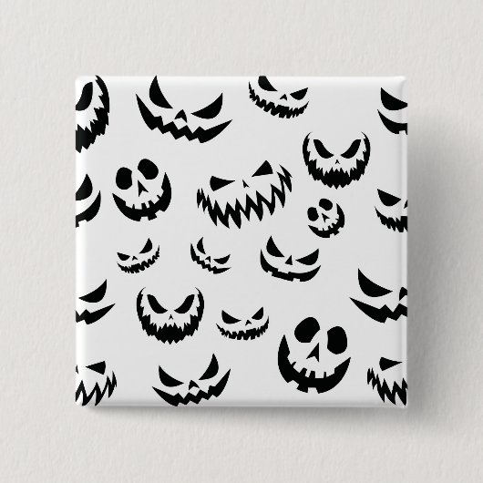 Kürbislaterne Pumpkin Gesicht Schwarz-Weiß Button (Vorderseite)