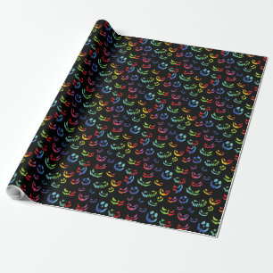 Kürbislaterne Pumpkin Gesicht Schwarz-Weiß Geschenkpapier