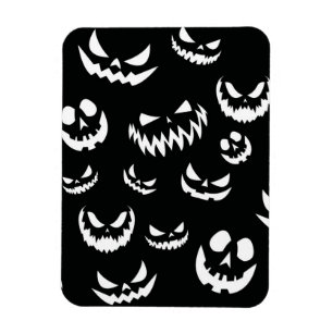Kürbislaterne Pumpkin Gesicht Schwarz-Weiß Magnet
