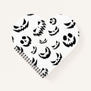 Kürbislaterne Pumpkin Gesicht Schwarz-Weiß Notizblock