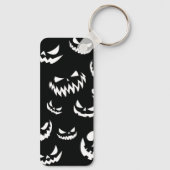 Kürbislaterne Pumpkin Gesicht Schwarz-Weiß Schlüsselanhänger (Rückseite)