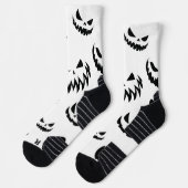 Kürbislaterne Pumpkin Gesicht Schwarz-Weiß Socken (Links)