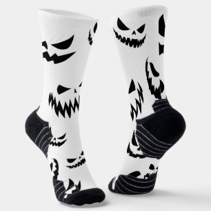 Kürbislaterne Pumpkin Gesicht Schwarz-Weiß Socken