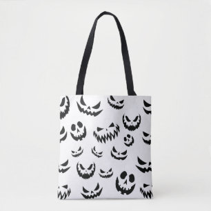 Kürbislaterne Pumpkin Gesicht Schwarz-Weiß Tasche