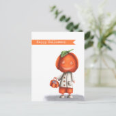 Kürbislaterne Pumpkin Head Boy Happy Halloween Postkarte (Stehend Vorderseite)