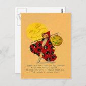 Kürbislaterne Pumpkin Man in der Mond Girl Postkarte (Vorne/Hinten)