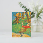 Kürbislaterne Pumpkin Monster Crescent Moon Postkarte (Stehend Vorderseite)