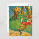 Kürbislaterne Pumpkin Monster Crescent Moon Postkarte (Vorne/Hinten)