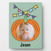 Kürbislaterne Pumpkin Orange Halloween Name Foto Fotoplatte (Vorderseite)