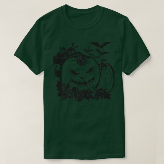 Kürbislaterne Pumpkin Patch Bats Moon T-Shirt (Design vorne)
