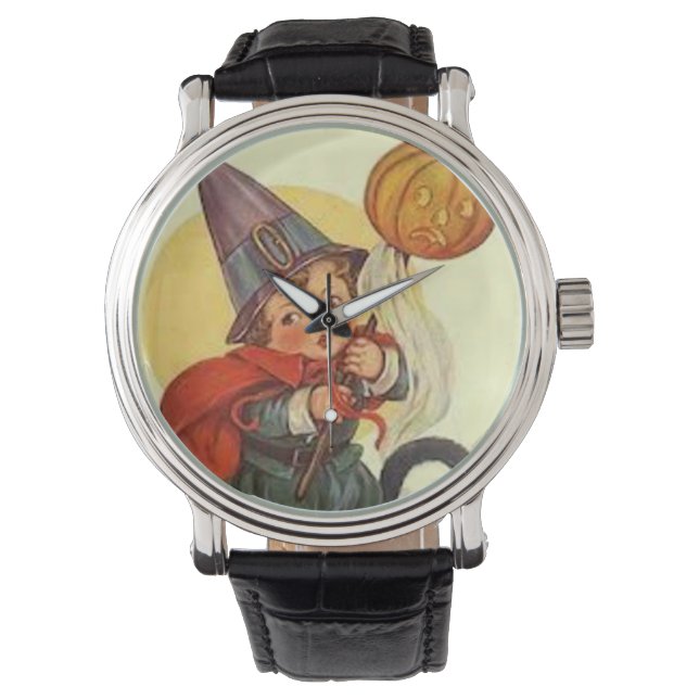 Kürbislaterne Pumpkin Witch Moon Armbanduhr (Vorderseite)