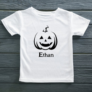 Kürbislaterne Schwarz/Weiß Niedlicher Halloween-Na Kleinkind T-shirt