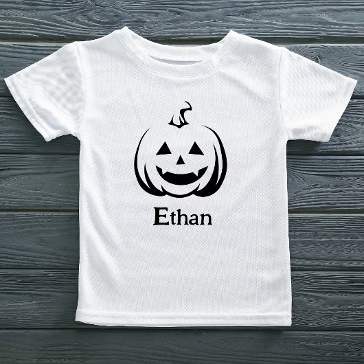 Kürbislaterne Schwarz/Weiß Niedlicher Halloween-Na Kleinkind T-shirt
