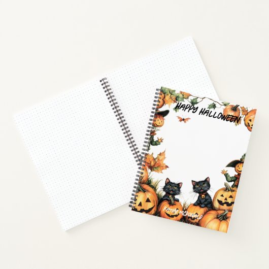 Kürbislaterne, Schwarze Katzen und Scarecrow Notizblock (Innenseite)
