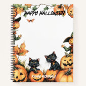 Kürbislaterne, Schwarze Katzen und Scarecrow Notizblock (Vorderseite)