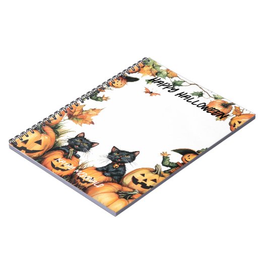 Kürbislaterne, Schwarze Katzen und Scarecrow Notizblock (Linke Seite)