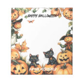 Kürbislaterne, Schwarze Katzen und Scarecrow Notizblock (Vorderseite)