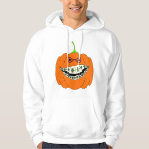 Kürbislaterne stützt Orthodontiegeek-Nerd-Glas a Hoodie