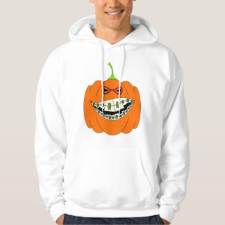 Kürbislaterne stützt Orthodontiegeek-Nerd-Glas ab Hoodie