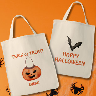 Kürbislaterne Trick oder Treat Happy Halloween Tragetasche