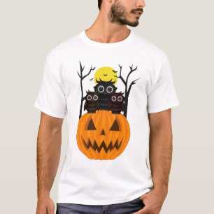 Kürbislaterne und Eulen T-Shirt