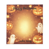 Kürbislaterne und Geister Notizblock (Vorderseite)